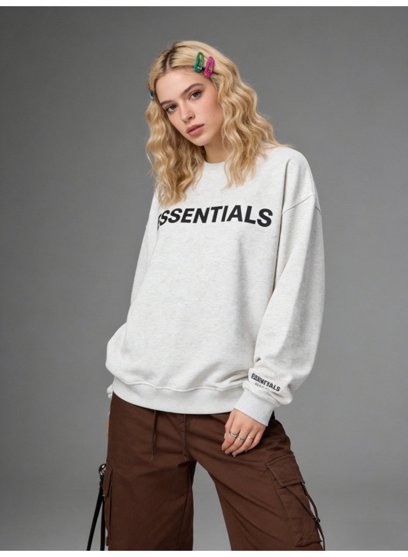 إيسنشالز ESSENTIALS letter printed round neck sweater heavy terry cotton loose shoulder coat American high street genderless couple - Image 4